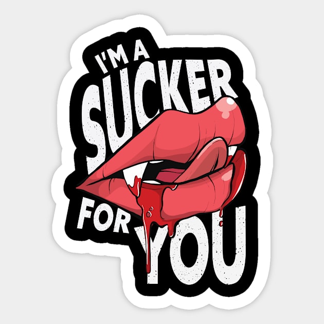 I'm a Sucker for You // Funny Vampire Lips Halloween Sticker by SLAG_Creative